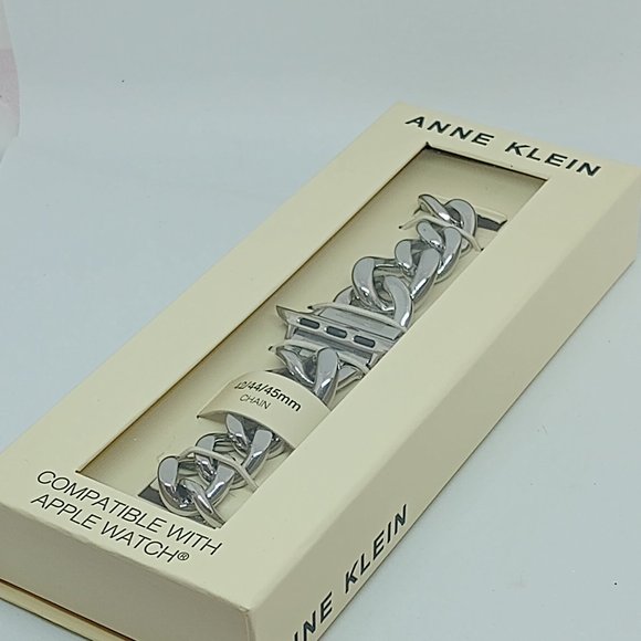 Anne Klein Soho Collection Silver S/Steel Chain Band Fits Apple Watch 42/44/45mm - Picture 4 of 5
